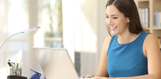 A woman on a laptop